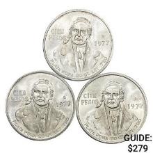 1977-1979 [4] Mexico Silver 100 Pesos GEM BU