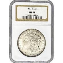 1921-S Morgan Dollar NGC MS63 SILVER
