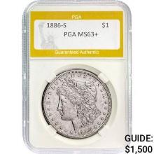 1886-S Morgan Silver Dollar PGA MS63+ MS63+
