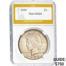 1934 Peace Dollar PGA MS64 MS64