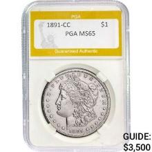 1891-CC Morgan Dollar PGA MS65 MS65