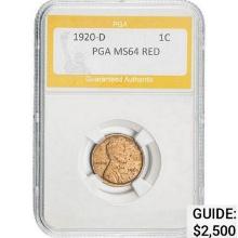 1920-D Lincoln Wheat Cent PGA MS64 RED MS64