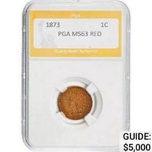 1873 1C Indian Head Cent PGA MS63 RED MS63