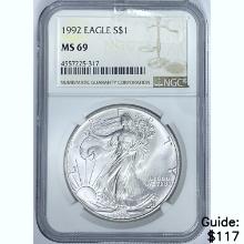 1992 Silver Eagle NGC MS69