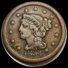 1854 Braided Hair Large Cent LIGHTLY CIRCULATED