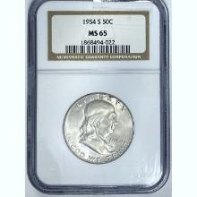 1954 S Franklin Half Dollar NGC MS65 SILVER