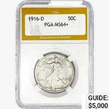 1916-D Walking Liberty Half Dollar PGA MS64+