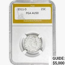1911-D Barber Quarter PGA AU50