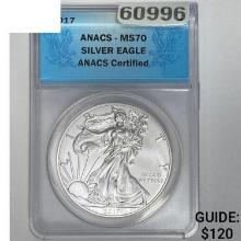 2017 Silver American Eagle ANACS MS70
