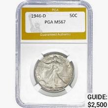1946-D Walking Liberty Half Dollar PGA MS67