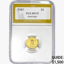 1987 $5 Gold Half Eagle PGA MS70
