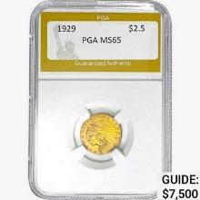 1929 $2.50 Gold Quarter Eagle PGA MS65