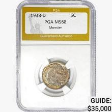 1938-D Buffalo Nickel PGA MS68 MONSTER