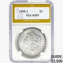 1898-S Morgan Silver Dollar PGA MS65