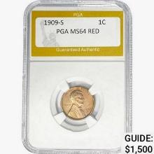 1909-S Wheat Cent PGA MS64 RED