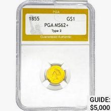 1855 Rare Gold Dollar PGA MS62+ TY2
