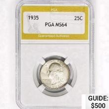 1935 Washington Silver Quarter PGA MS64