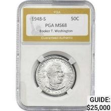 1948-S Booker T Half Dollar PGA MS68