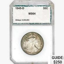 1945-D Walking Liberty Half Dollar PCI MS64