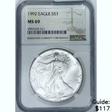 1992 Silver Eagle NGC MS69