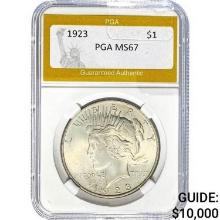 1923 Peace Dollar PGA MS67