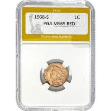 1908-S Indian Head Cent PGA MS65 RED