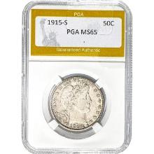 1915-S Barber Half Dollar PGA MS65