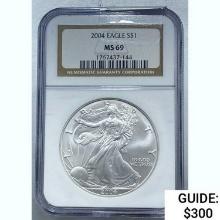 [3] 2004-2009 Silver Eagle NGC MS69