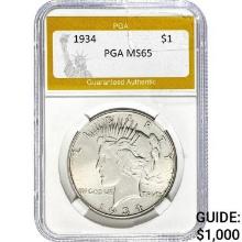 1934 Peace Dollar PGA MS65