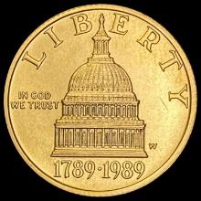 1989-W Congress Bicentennial $5 Gold SUPERB GEM BU SUPERB GEM BU