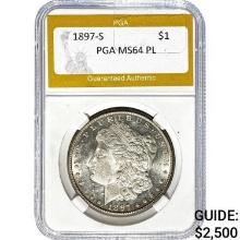 1897-S Morgan Dollar PGA MS64 PL