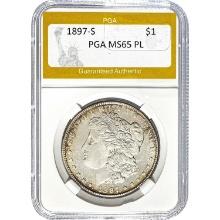 1897-S Morgan Silver Dollar PGA MS65 PL