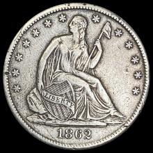 1862-S Seated Liberty Half Dollar CLOSELY UNCIRCUL CLOSELY UNCIRCULATED