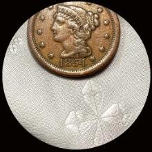 1854 Braided Hair Large Cent LIGHTLY CIRCULATED