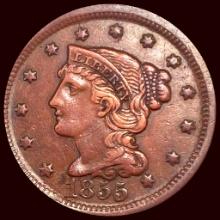 1855 Braided Hair Large Cent CHOICE AU
