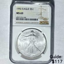 1992 Silver Eagle NGC MS 69
