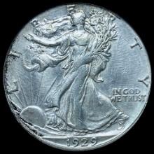 1929-S Silver Walking Liberty Half Dollar CHOICE AU
