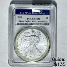 2016 Silver Eagle PCGS MS70
