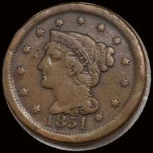 1851 Braided Hair Large Cent LIGHTLY CIRCULATED
