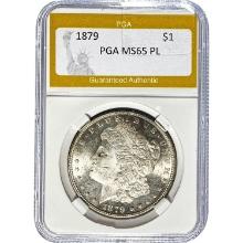 1879 Morgan Silver Dollar PGA MS65 PL