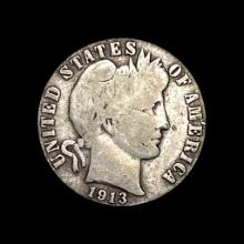 1913-S Silver Barber Dime LIGHTLY CIRCULATED