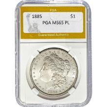 1885 Morgan Silver Dollar PGA MS65 PL