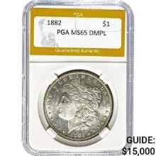 1882 Morgan Silver Dollar PGA MS65 DMPL