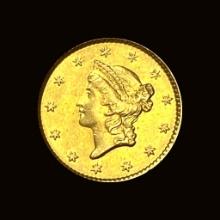 1852 Gold $1 Liberty Head CLOSELY UNCIRCULATED