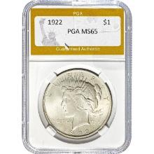 1922 Peace Dollar PGA MS65