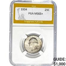 1934 Washington Quarter PGA MS65+