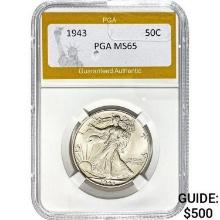 1943 Walking Liberty Half Dollar PGA MS6