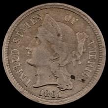 1881 Three-Cent Nickel CLOSELY UNCIRCULATED
