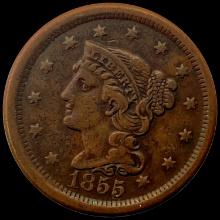 1855 Braided Hair Large Cent LIGHTLY CIRCULATED
