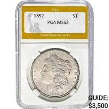 1892 Morgan Silver Dollar PGA MS63